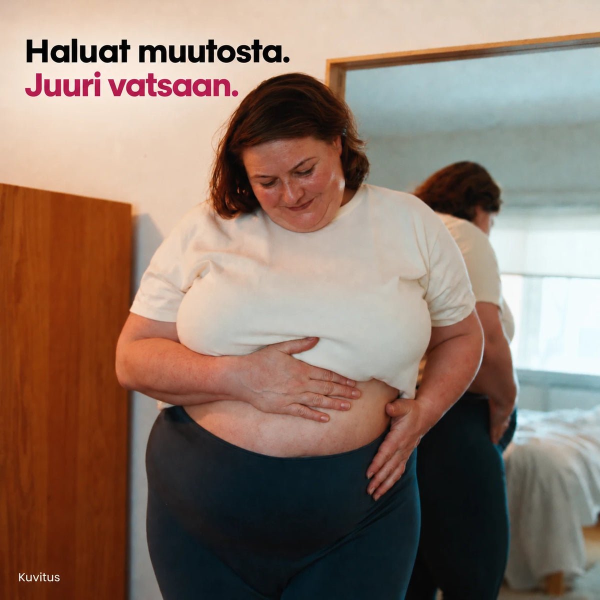 Haluat tehdä jotain vatsasi hyväksi. Kuvitus.